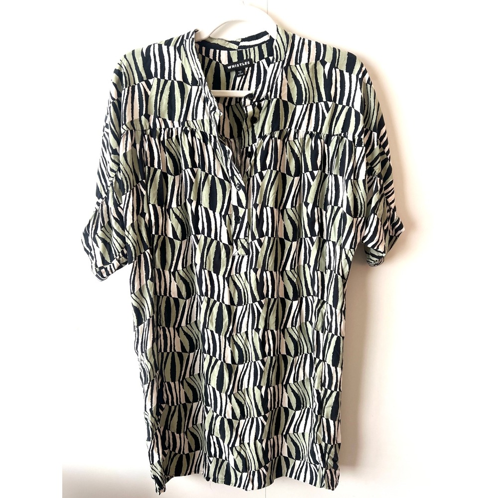 Whistles US‎ 6 Abstract Print Shirt Dress Button Down Career Art To Wear Boho